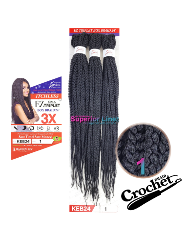 3X Kima Pre-streched Crochet braids (color 1)
