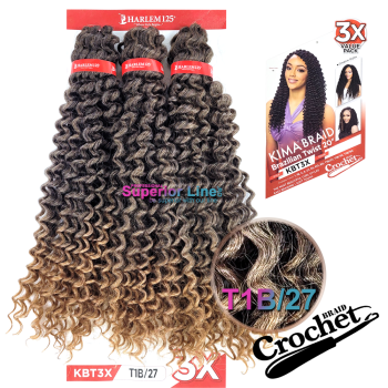 3X Kima Brazilian Twist Crochet braids extensions (color T1B/27)