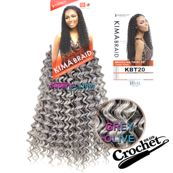 Kima Brazilian Twist Crochet braids extensions (color GREYOLIVE)