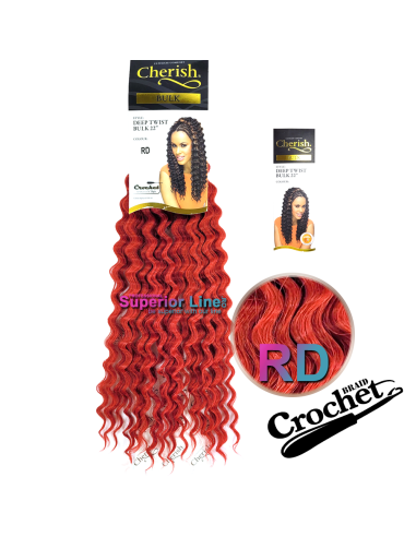 Cherish Bulk Deep Twist crochet braids (color RD)