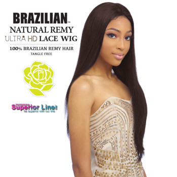Wig natural hair straight Brazilian Remy with lace