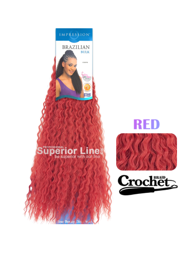 Impression Bulk Brazilian Crochet braids extensions (color RED)